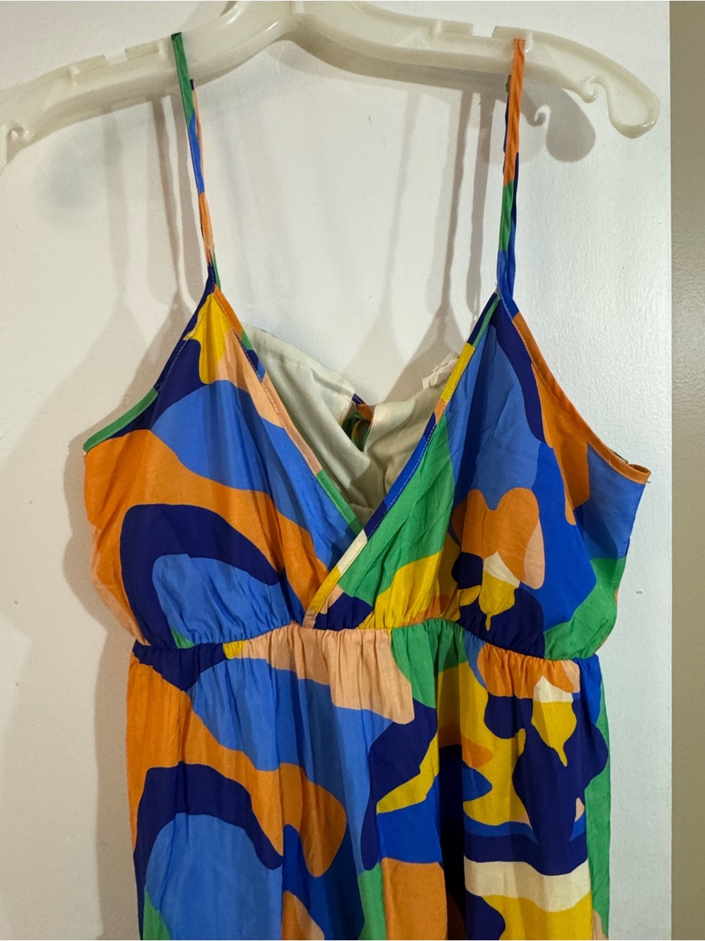 EN CRÈME Colorblock Dress in Green, Blue & Orange - Picture 3 of 8